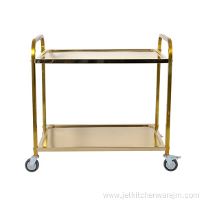 Two-tiers Wine Service Trolley With Golden Color